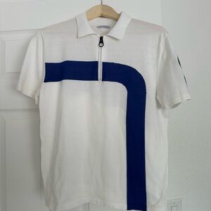Dirk Bikkembergs White Polo with Blue Accent